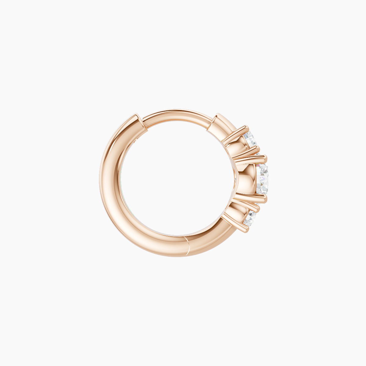 Grace | 18k Rose Gold 6.5 mm Trilogy Round Diamond Nose Ring Piercing