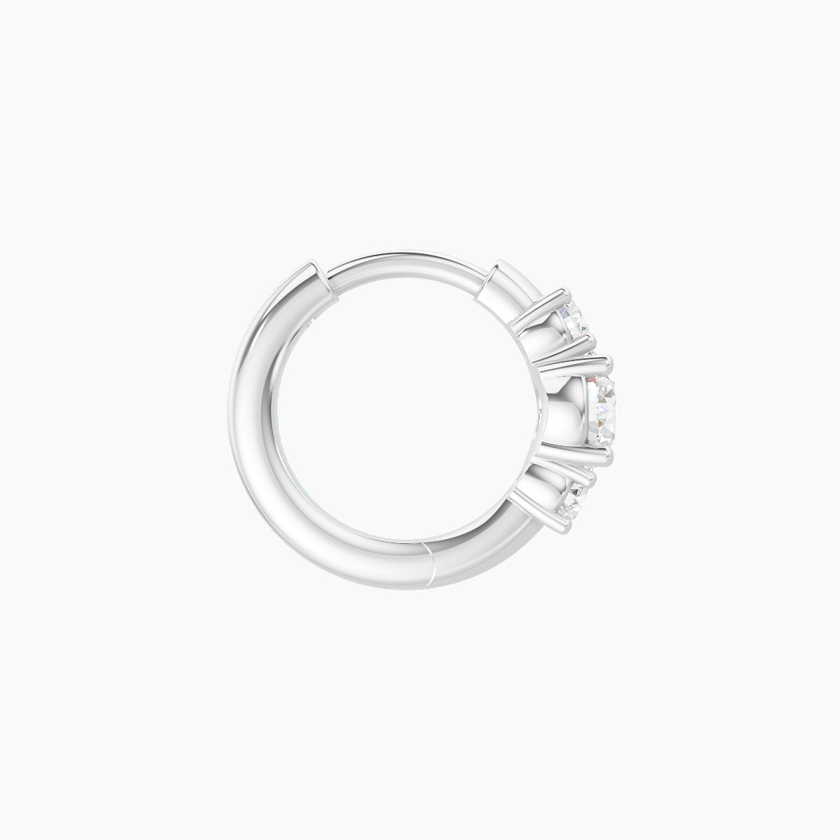 Grace | 18k White Gold 6.5 mm Trilogy Round Diamond Nose Ring Piercing