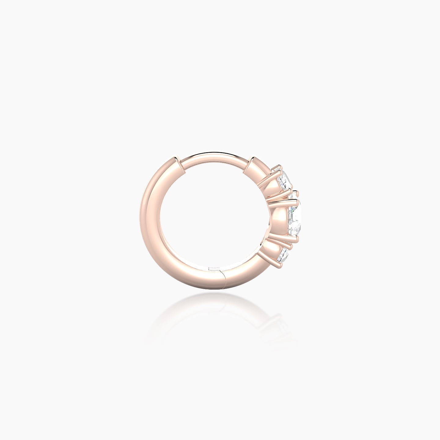 Grace | 18k Rose Gold 6.5 mm Trilogy Round Diamond Nose Ring Piercing