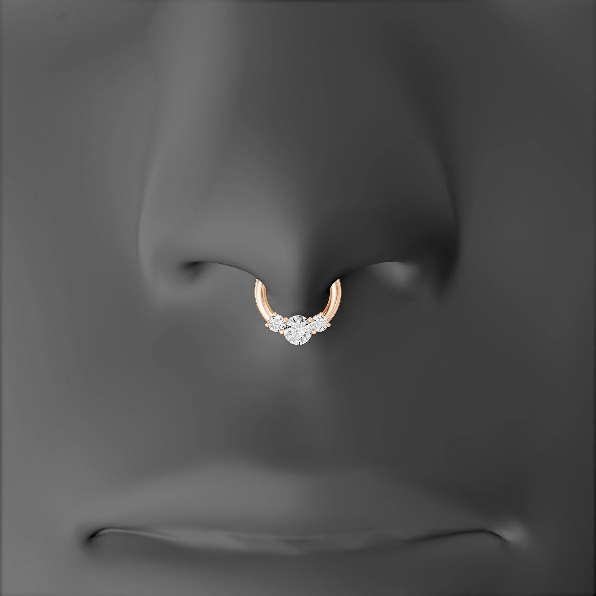 Grace | 18k Rose Gold 6.5 mm Trilogy Round Diamond Septum Piercing