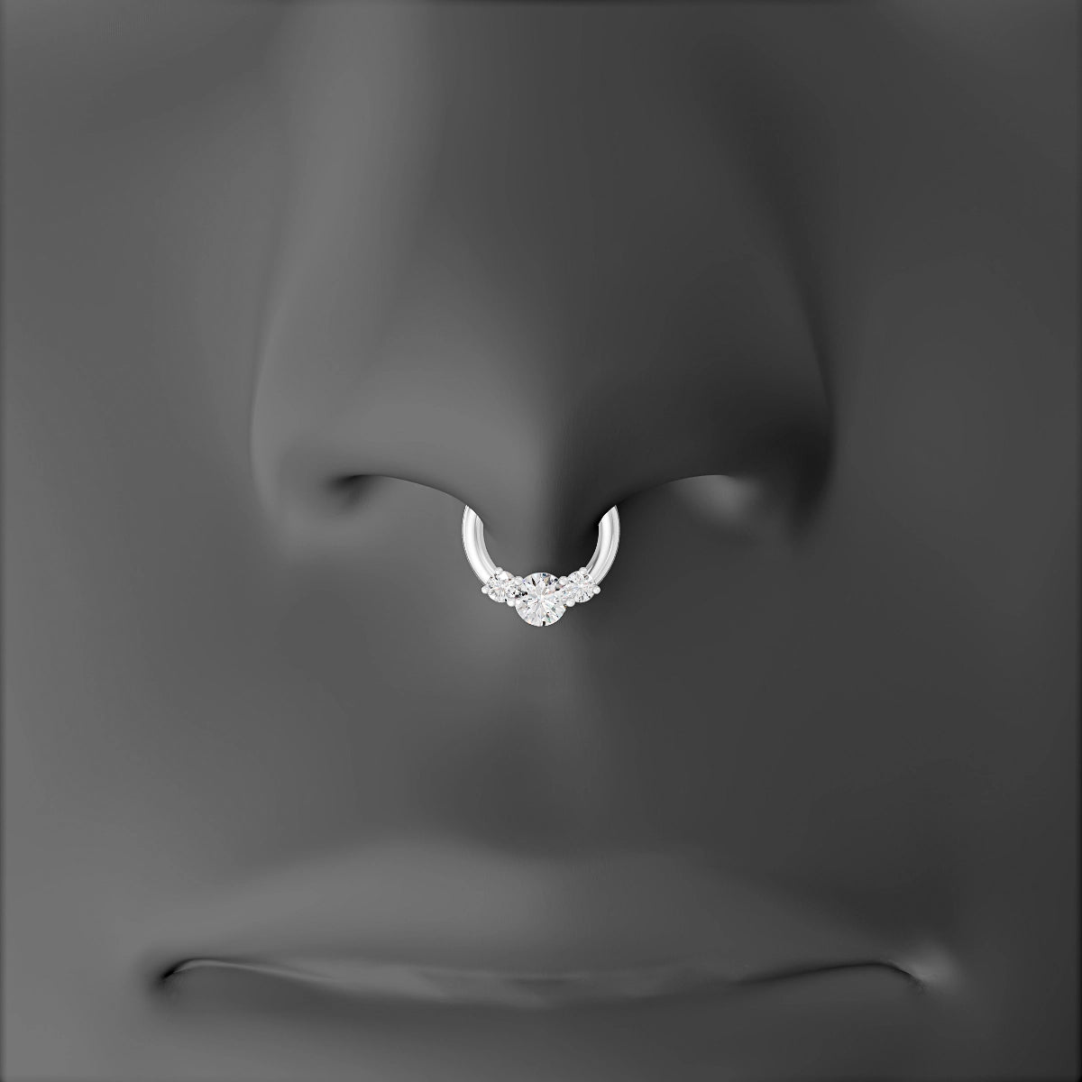 Grace | 18k White Gold 6.5 mm Trilogy Round Diamond Septum Piercing