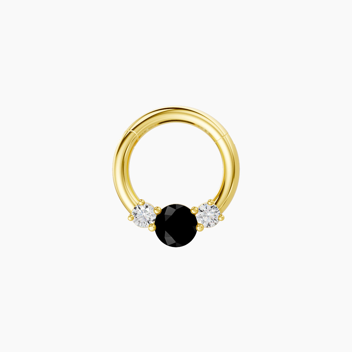 Grace | 18k Yellow Gold 6.5 mm Trilogy Round Black Diamond & Diamond Septum Piercing