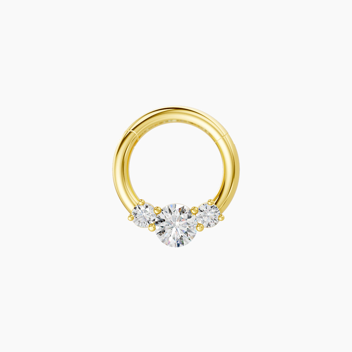 Grace | 18k Yellow Gold 6.5 mm Trilogy Round Diamond Septum Piercing