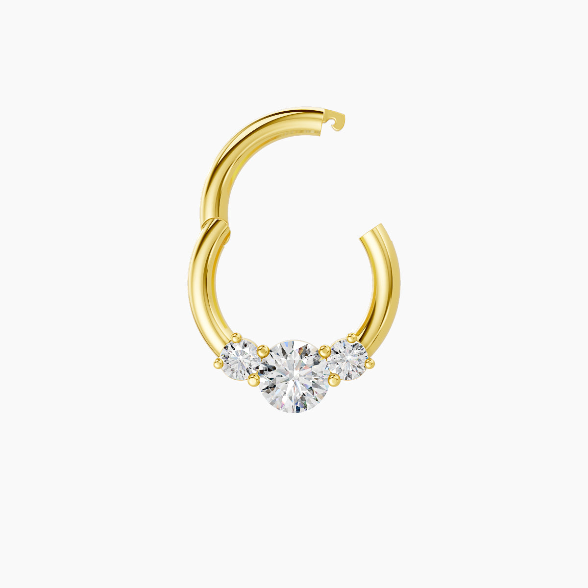Grace | 18k Yellow Gold 6.5 mm Trilogy Round Diamond Septum Piercing