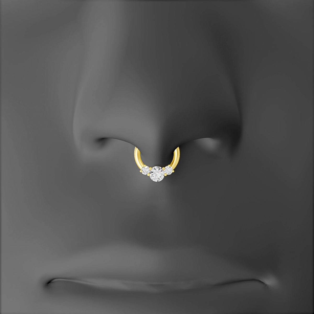 Grace | 18k Yellow Gold 6.5 mm Trilogy Round Diamond Septum Piercing