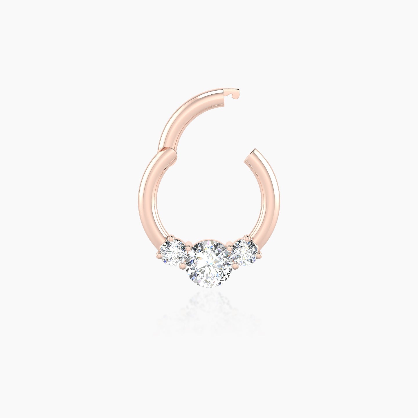 Grace | 18k Rose Gold 6.5 mm Trilogy Round Diamond Septum Piercing