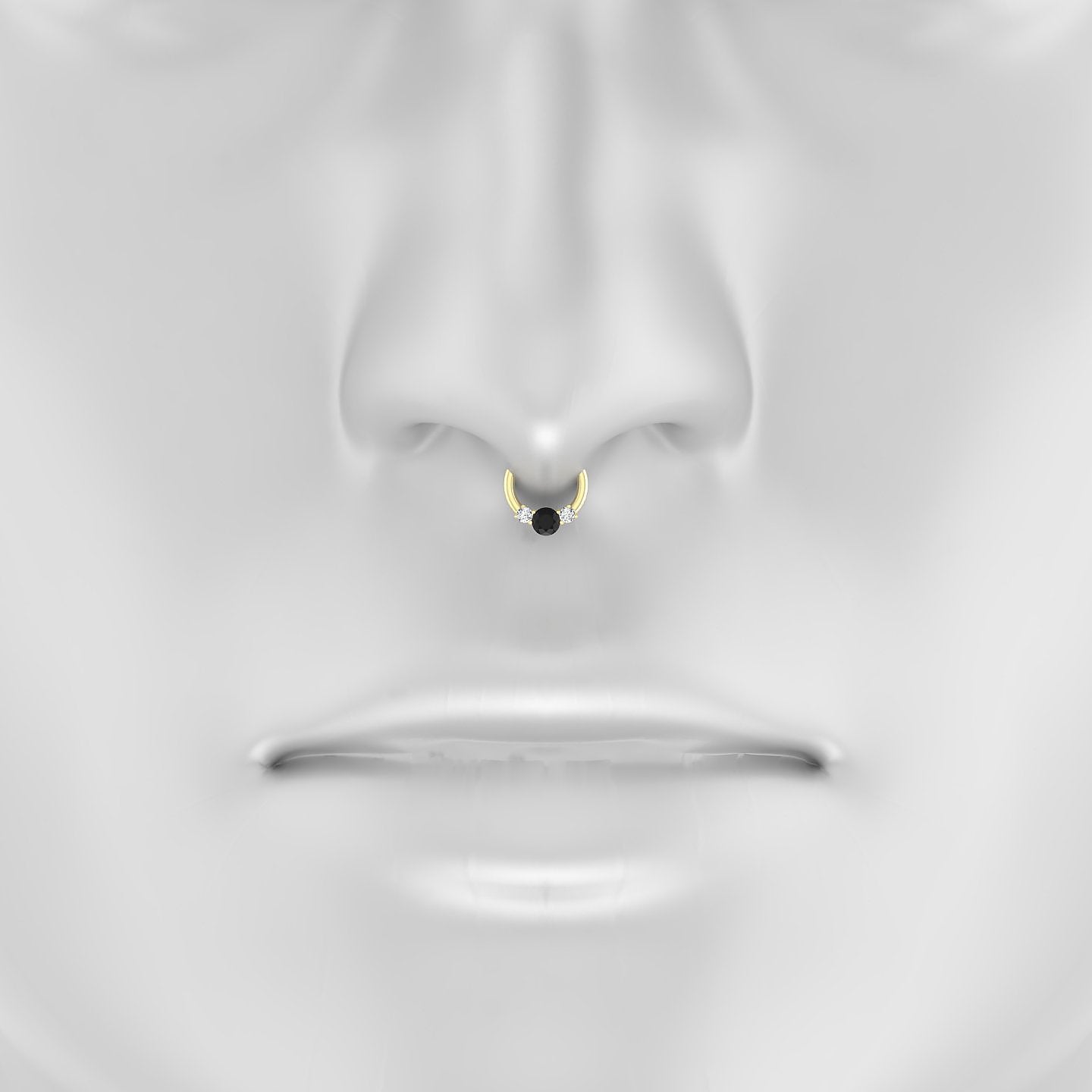 Grace | 18k Yellow Gold 6.5 mm Trilogy Round Black Diamond & Diamond Septum Piercing