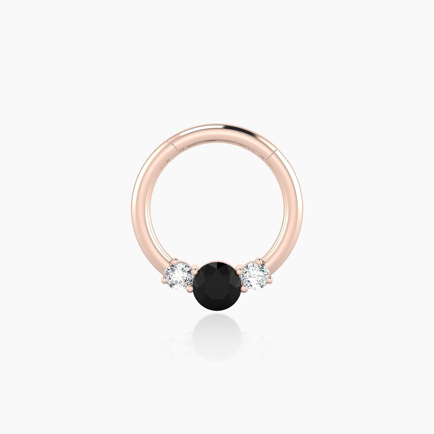 Grace | 18k Rose Gold 8 mm Trilogy Round Black Diamond & Diamond Daith Piercing