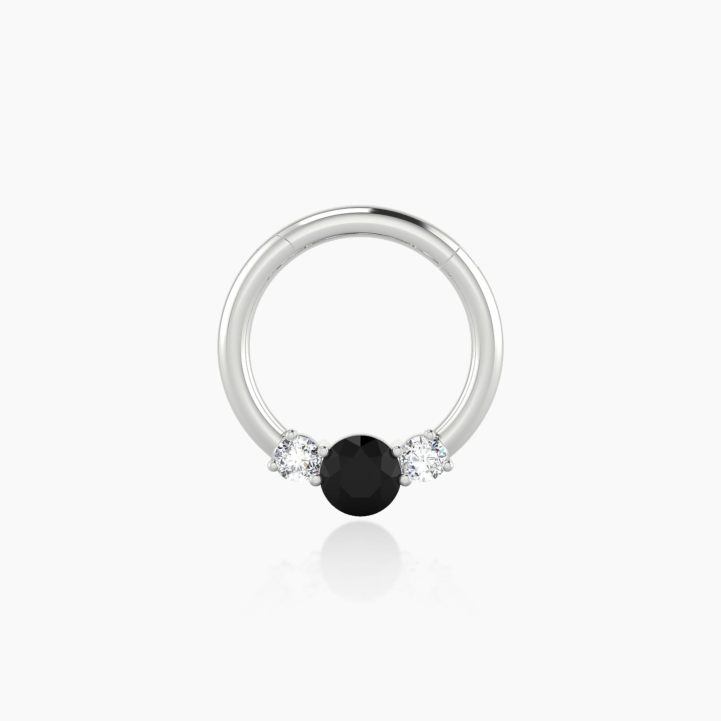 Grace | 18k White Gold 8 mm Trilogy Round Black Diamond & Diamond Daith Piercing