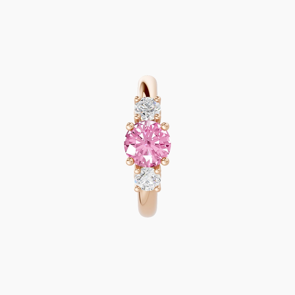 Grace | 18k Rose Gold 8 mm Trilogy Round Pink Sapphire & Diamond Hoop Piercing