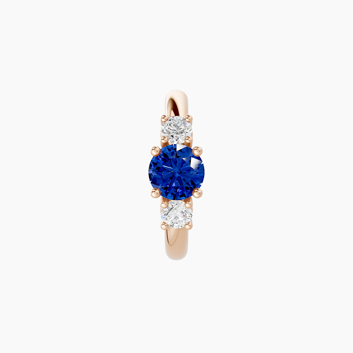 Grace | 18k Rose Gold 8 mm Trilogy Round Sapphire & Diamond Hoop Piercing