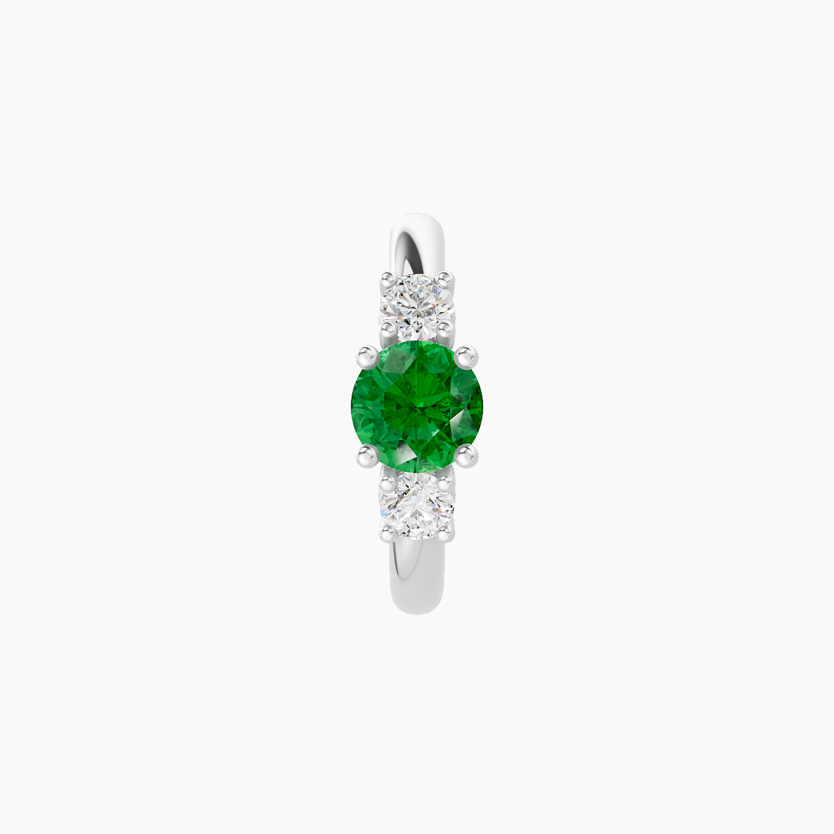 Grace | 18k White Gold 8 mm Trilogy Round Emerald & Diamond Hoop Piercing