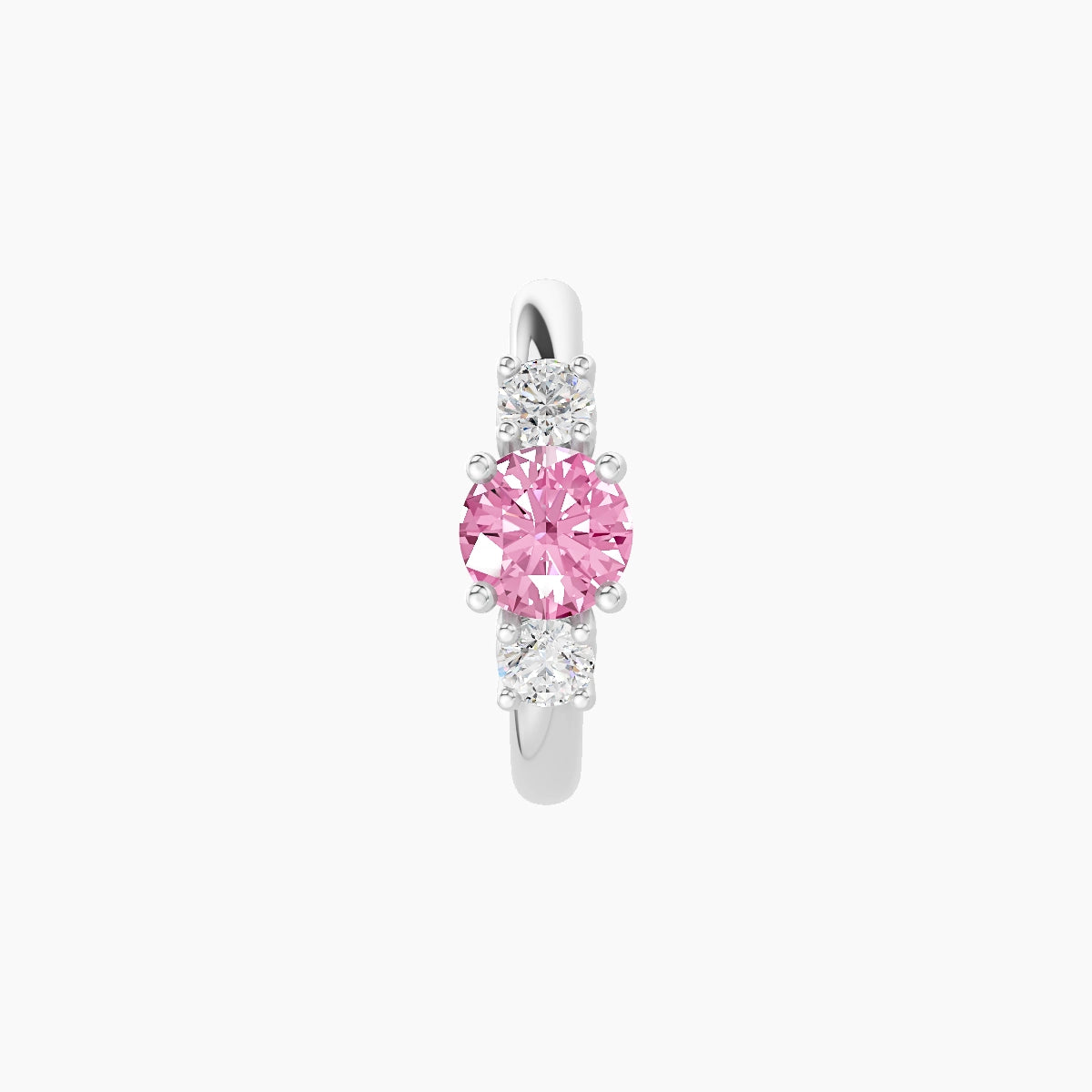 Grace | 18k White Gold 8 mm Trilogy Round Pink Sapphire & Diamond Hoop Piercing