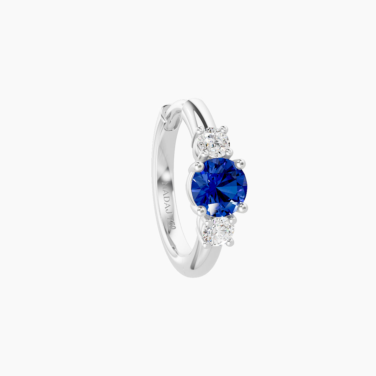 Grace | 18k White Gold 8 mm Trilogy Round Sapphire & Diamond Hoop Piercing