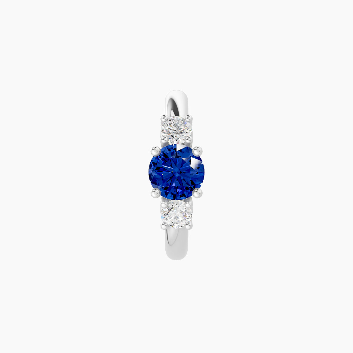 Grace | 18k White Gold 8 mm Trilogy Round Sapphire & Diamond Hoop Piercing