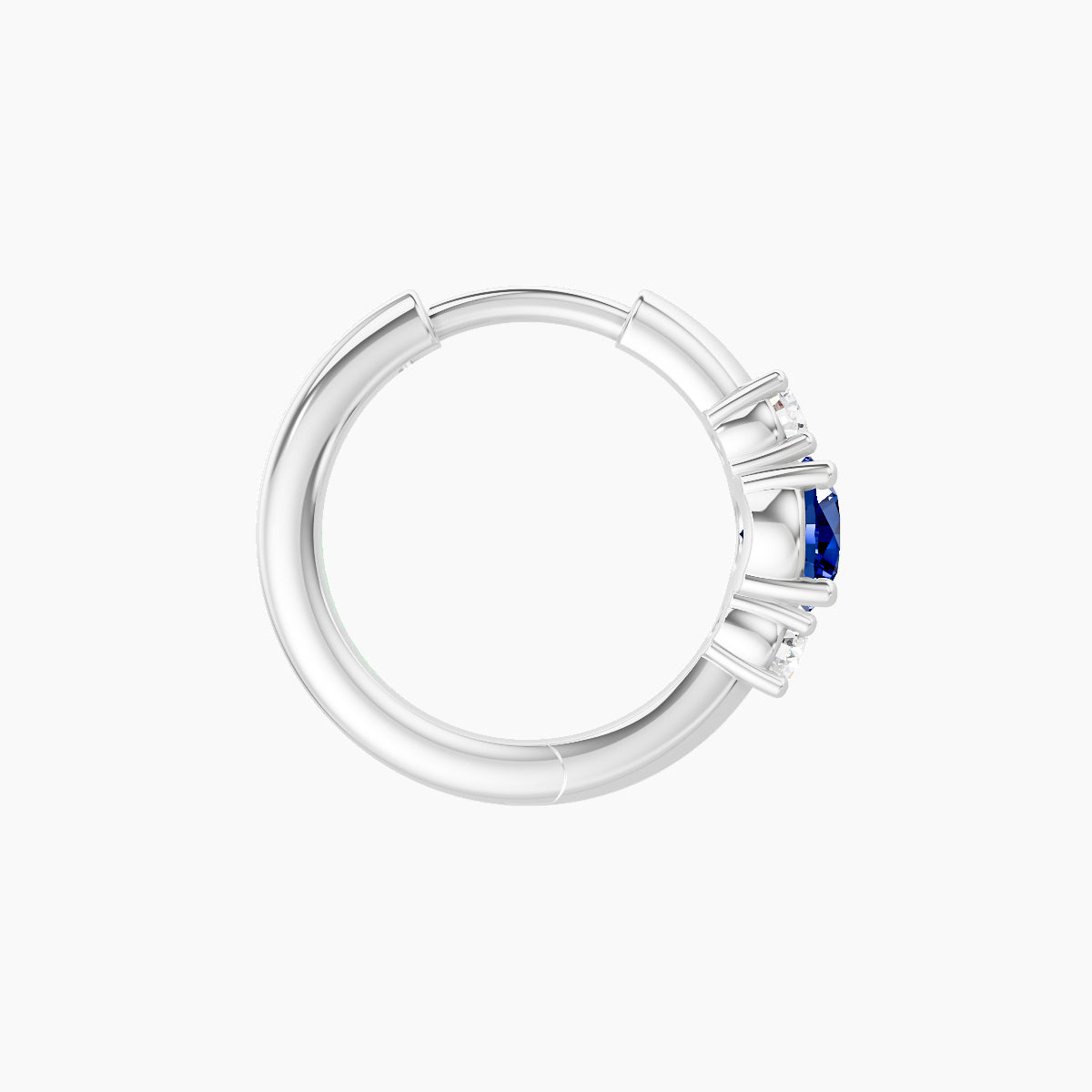 Grace | 18k White Gold 8 mm Trilogy Round Sapphire & Diamond Hoop Piercing