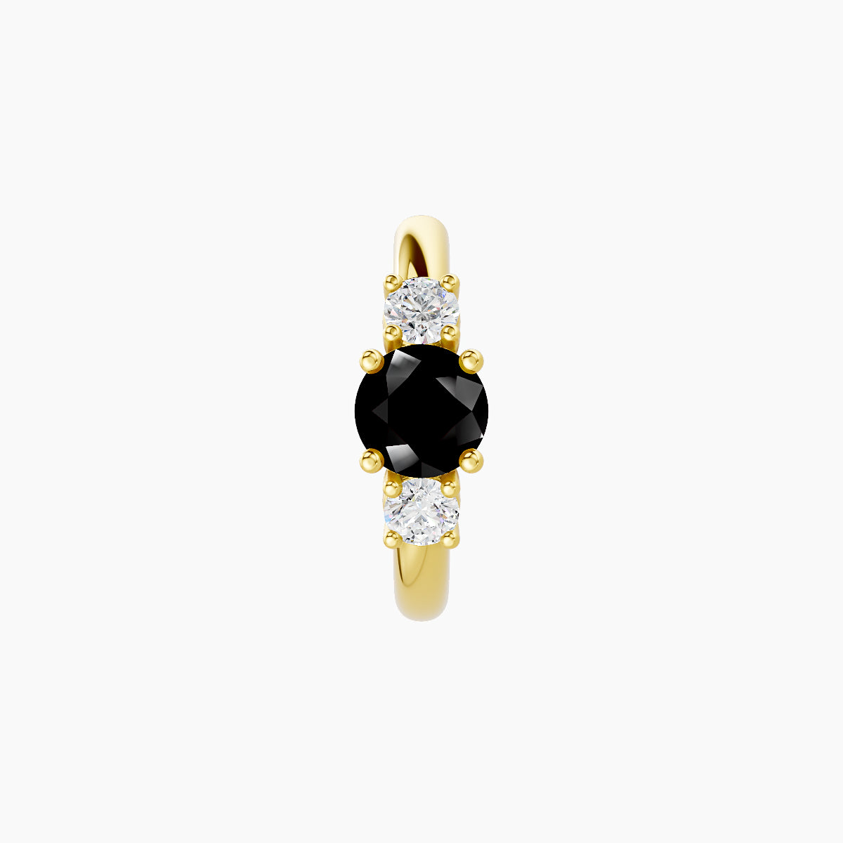 Grace | 18k Yellow Gold 8 mm Trilogy Round Black Diamond & Diamond Hoop Piercing