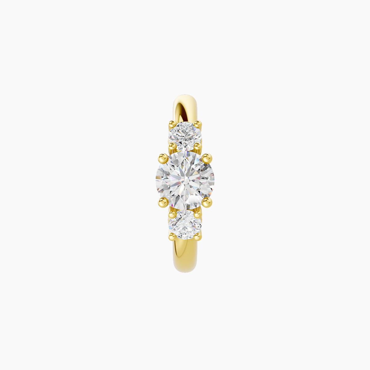 Grace | 18k Yellow Gold 8 mm Trilogy Round Diamond Hoop Piercing