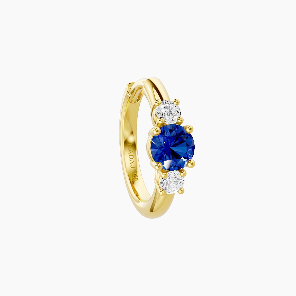 Grace | 18k Yellow Gold 8 mm Trilogy Round Sapphire & Diamond Hoop Piercing