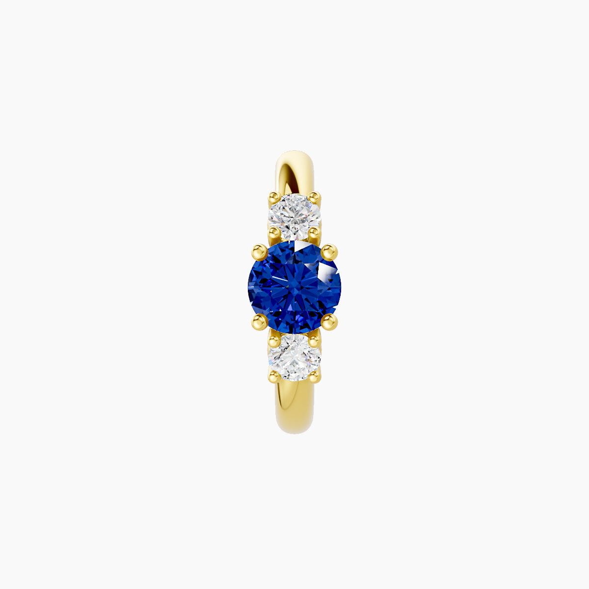 Grace | 18k Yellow Gold 8 mm Trilogy Round Sapphire & Diamond Hoop Piercing