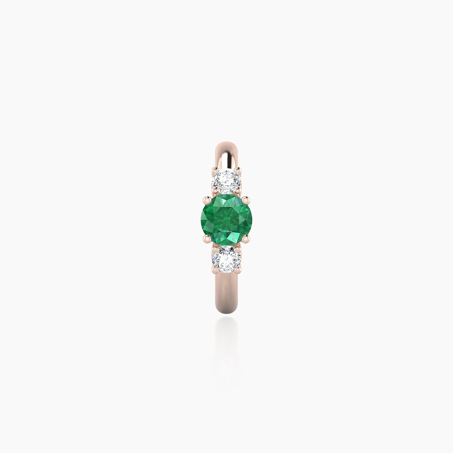 Grace | 18k Rose Gold 8 mm Trilogy Round Emerald & Diamond Hoop Piercing