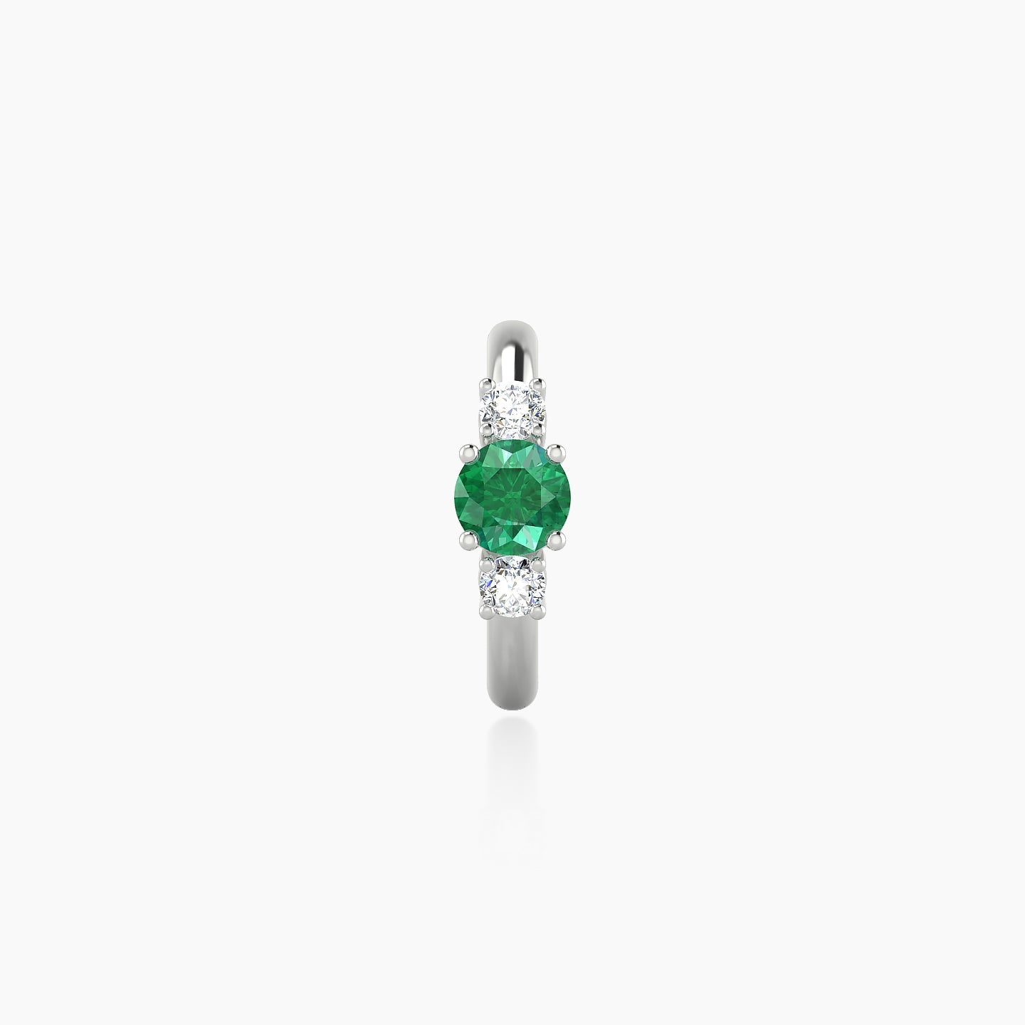 Grace | 18k White Gold 8 mm Trilogy Round Emerald & Diamond Hoop Piercing