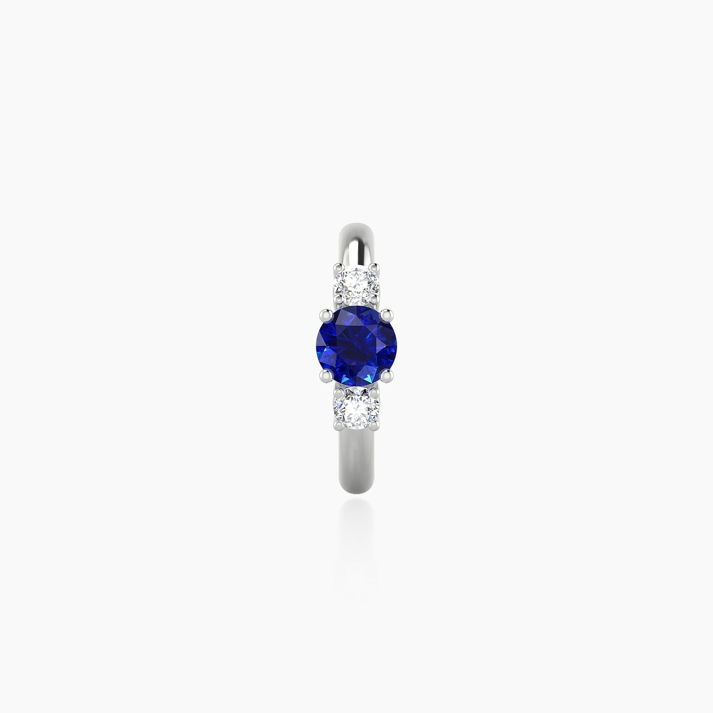 Grace | 18k White Gold 8 mm Trilogy Round Sapphire & Diamond Hoop Piercing