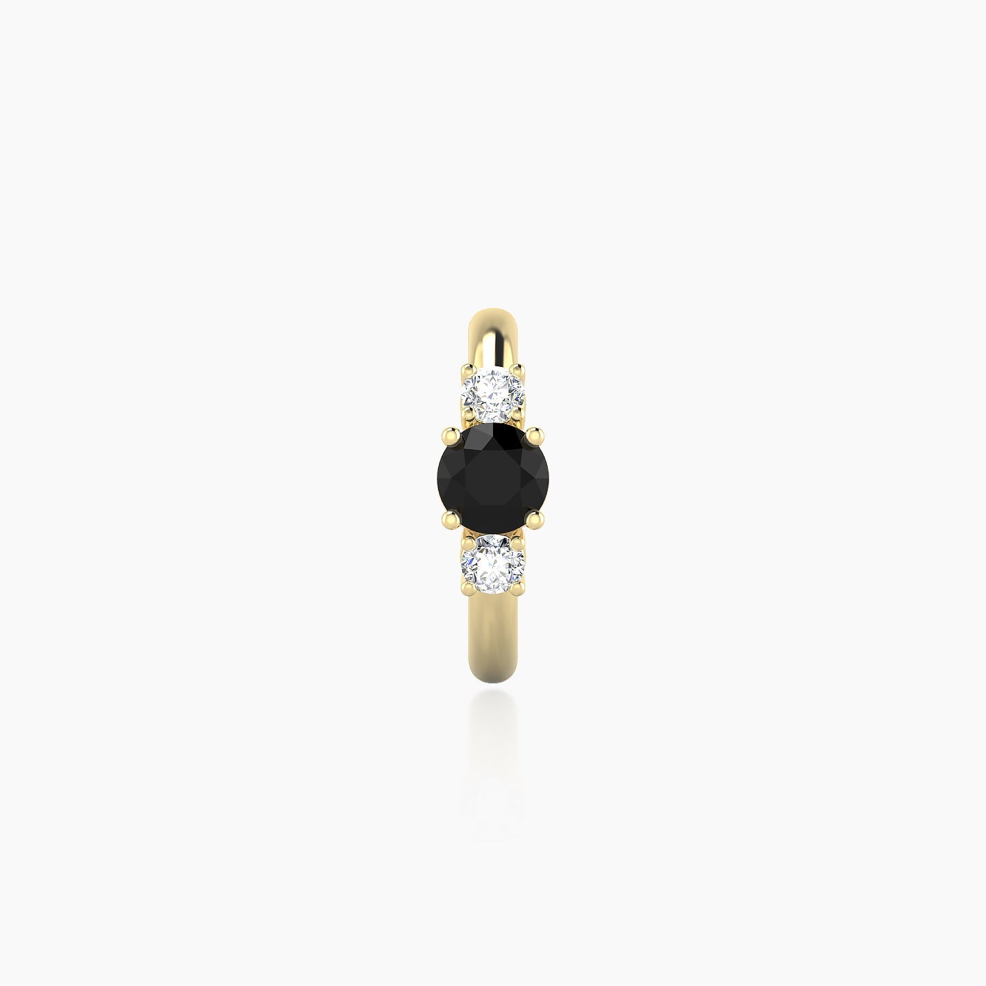 Grace | 18k Yellow Gold 8 mm Trilogy Round Black Diamond & Diamond Hoop Piercing