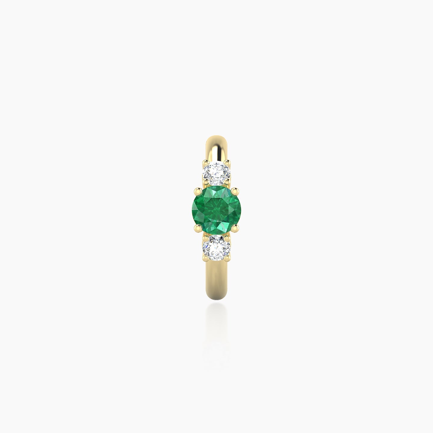 Grace | 18k Yellow Gold 8 mm Trilogy Round Emerald & Diamond Hoop Piercing