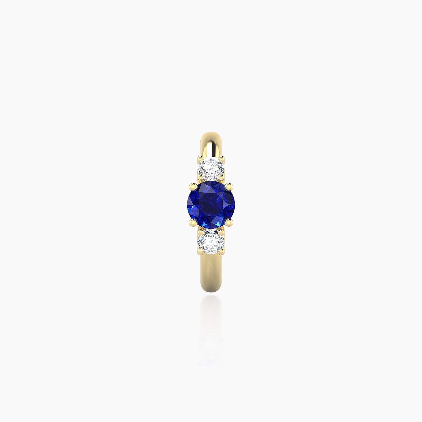 Grace | 18k Yellow Gold 8 mm Trilogy Round Sapphire & Diamond Hoop Piercing