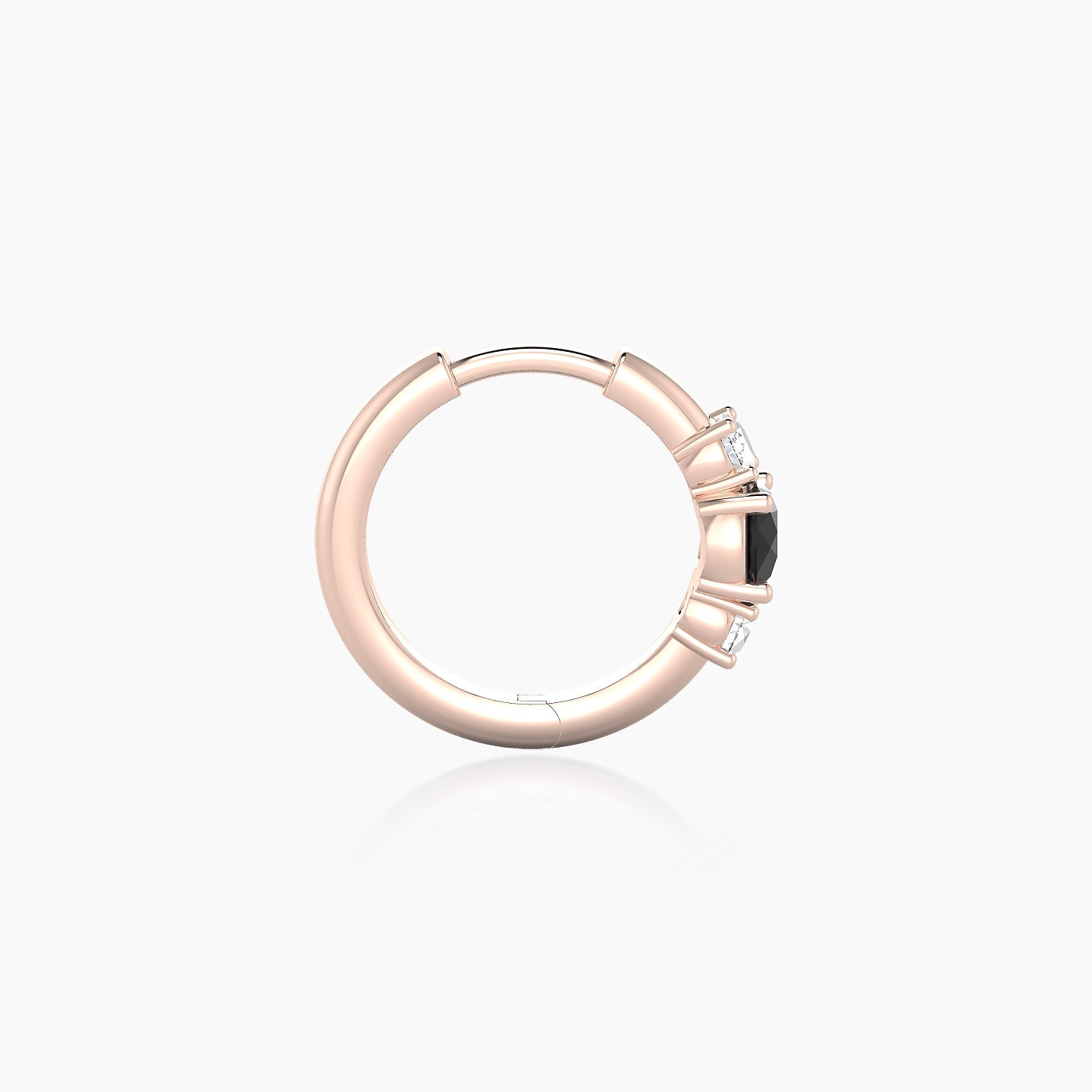 Grace | 18k Rose Gold 8 mm Trilogy Round Black Diamond & Diamond Hoop Piercing