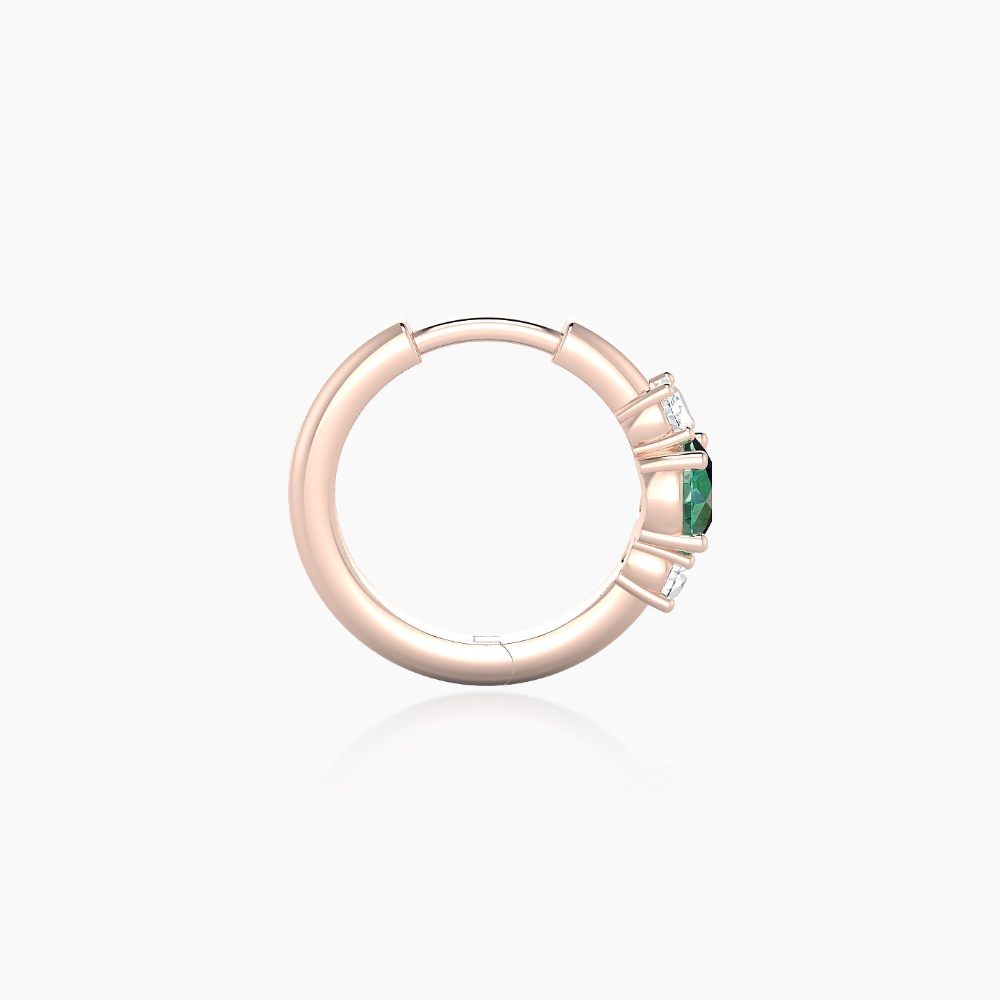 Grace | 18k Rose Gold 8 mm Trilogy Round Emerald & Diamond Hoop Piercing