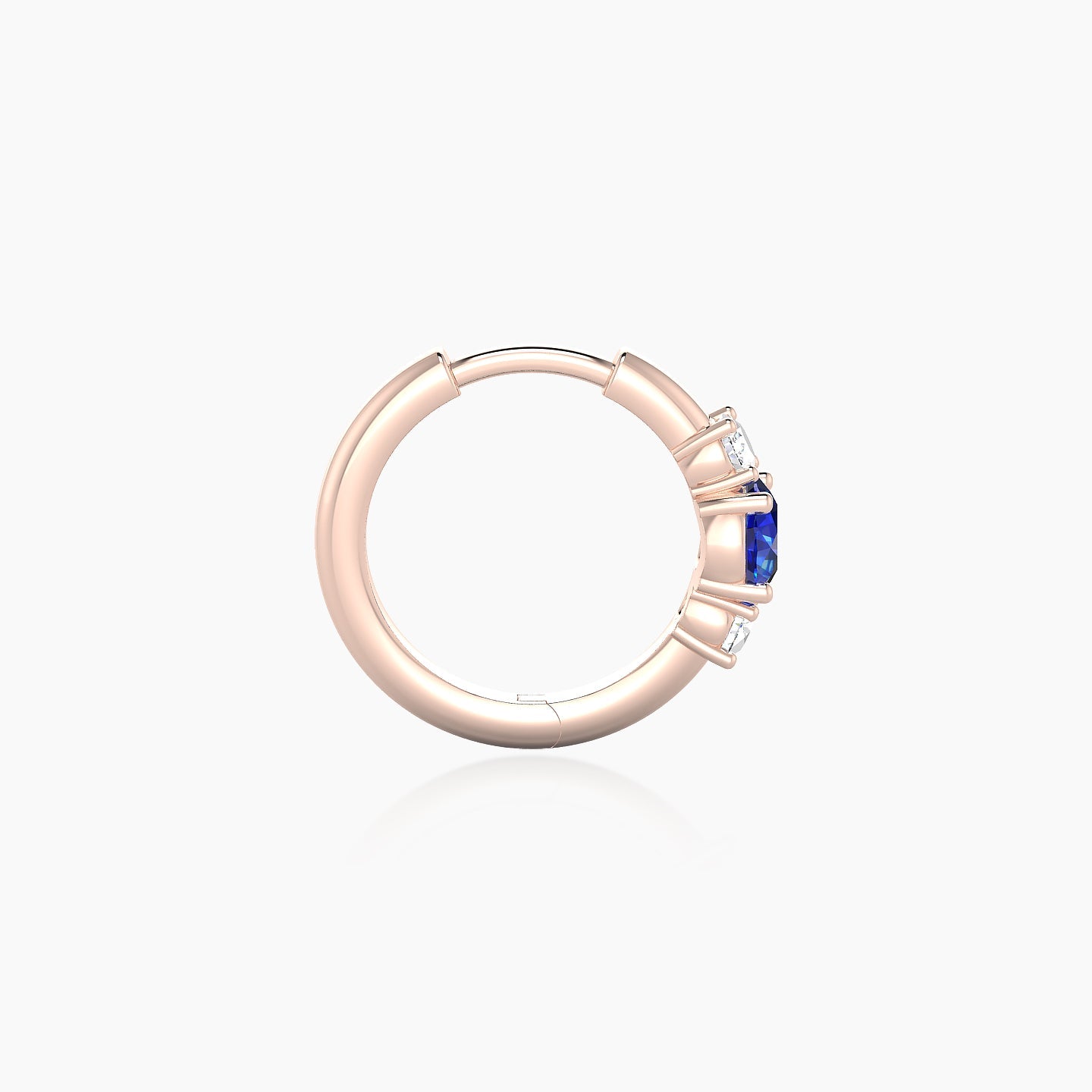 Grace | 18k Rose Gold 8 mm Trilogy Round Sapphire & Diamond Hoop Piercing