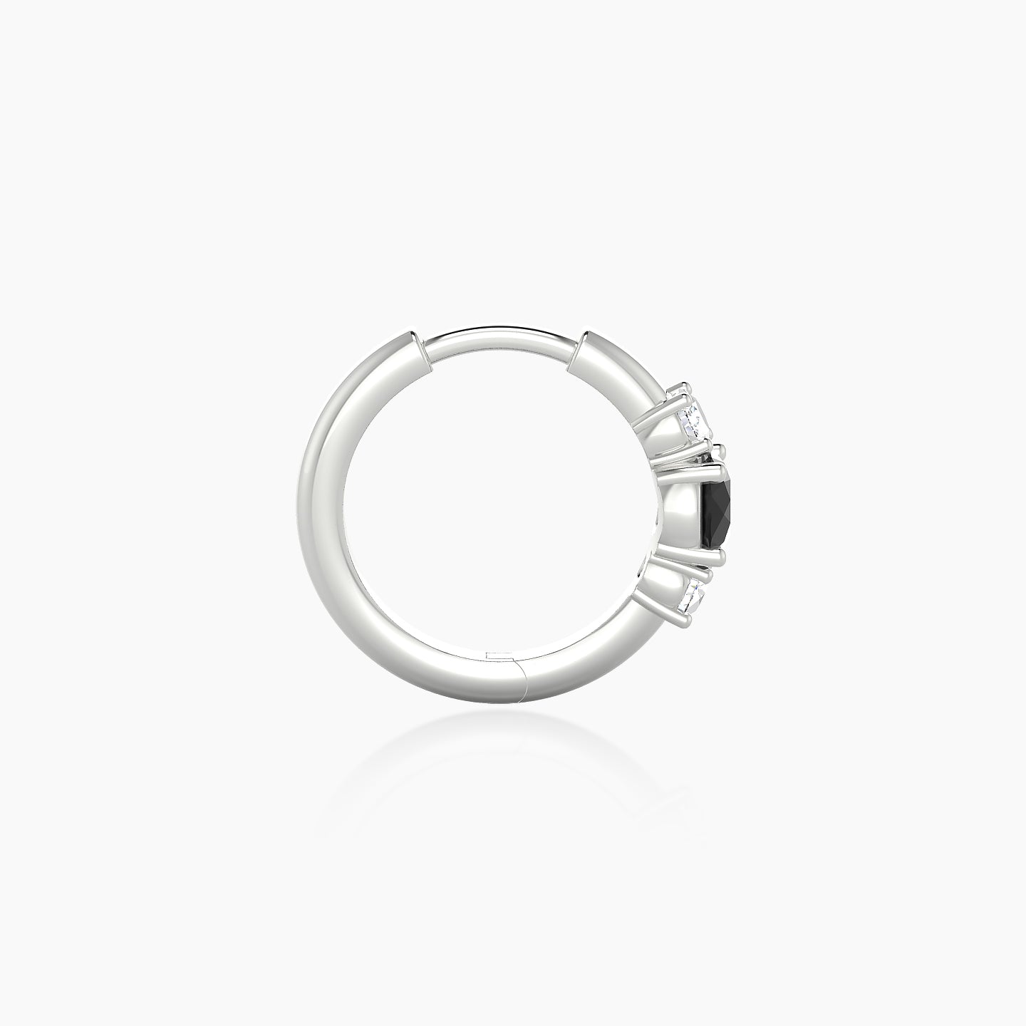 Grace | 18k White Gold 8 mm Trilogy Round Black Diamond & Diamond Hoop Piercing