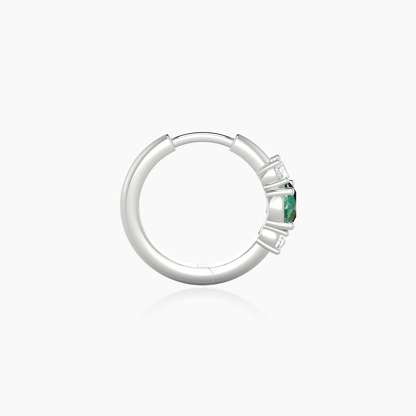 Grace | 18k White Gold 8 mm Trilogy Round Emerald & Diamond Hoop Piercing