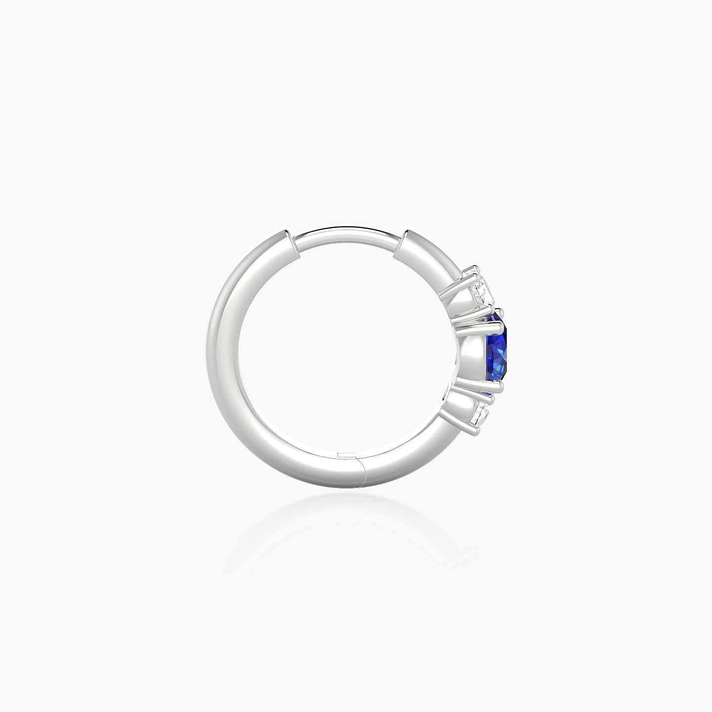 Grace | 18k White Gold 8 mm Trilogy Round Sapphire & Diamond Hoop Piercing