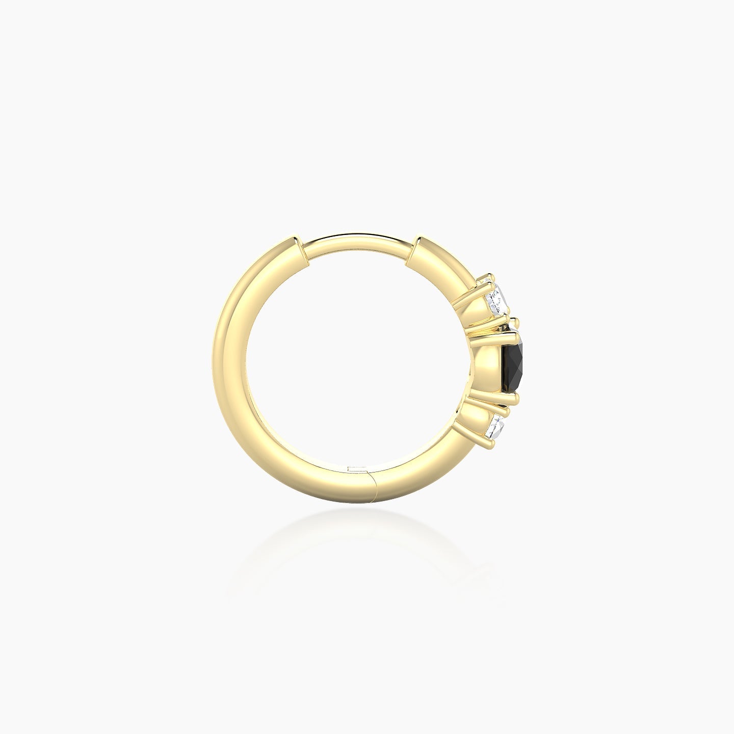 Grace | 18k Yellow Gold 8 mm Trilogy Round Black Diamond & Diamond Hoop Piercing