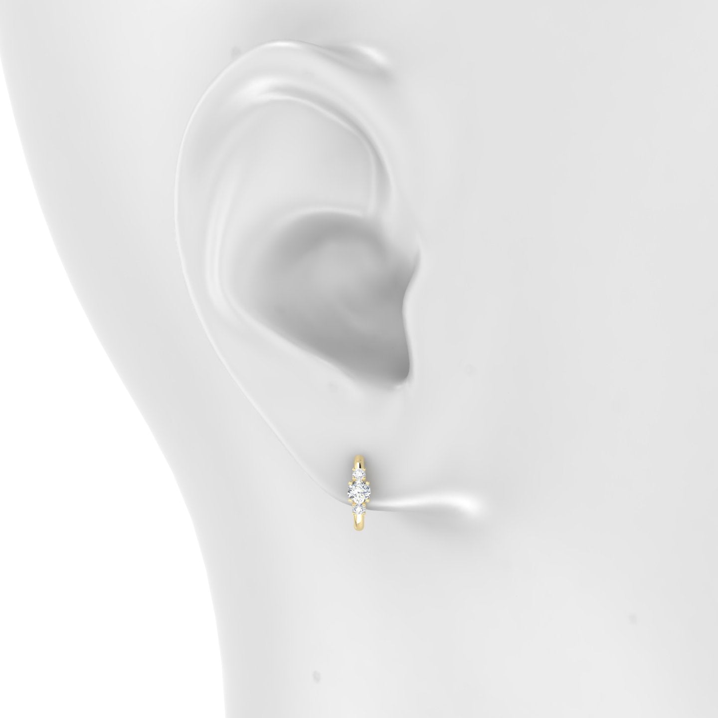 Grace | 18k Yellow Gold 8 mm Trilogy Round Diamond Hoop Piercing