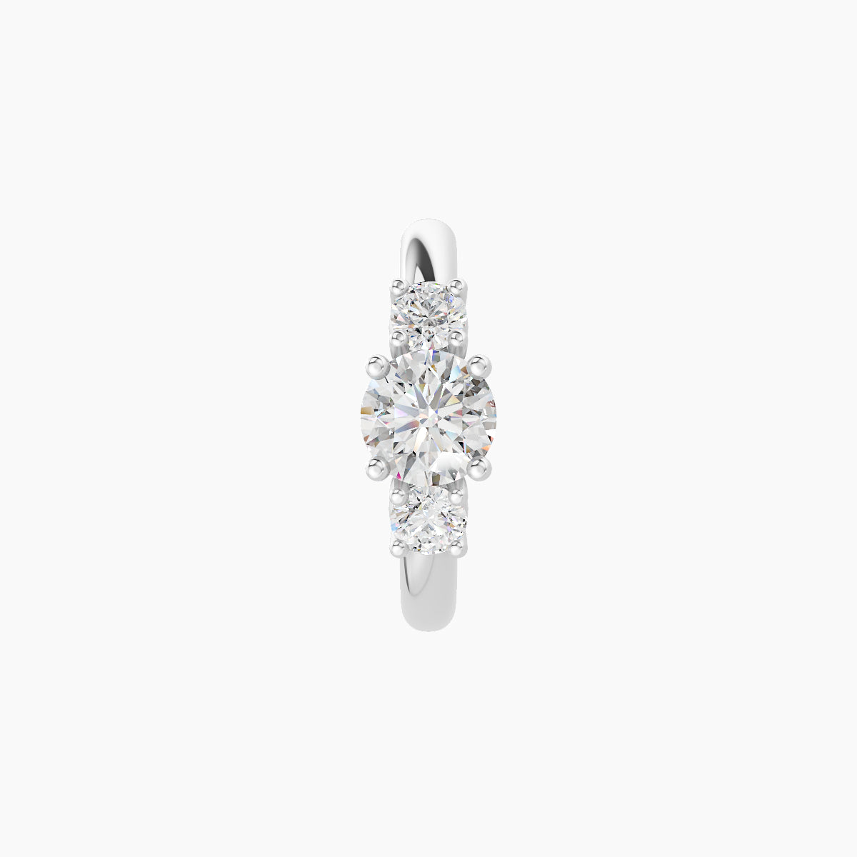 Grace | 18k White Gold 8 mm Trilogy Round Diamond Nose Ring Piercing