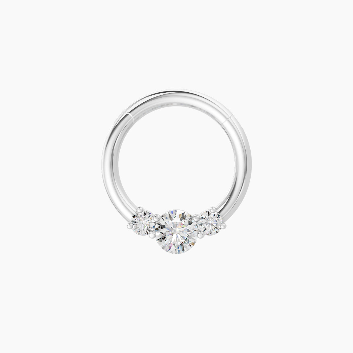Grace | 18k White Gold 8 mm Trilogy Round Diamond Septum Piercing