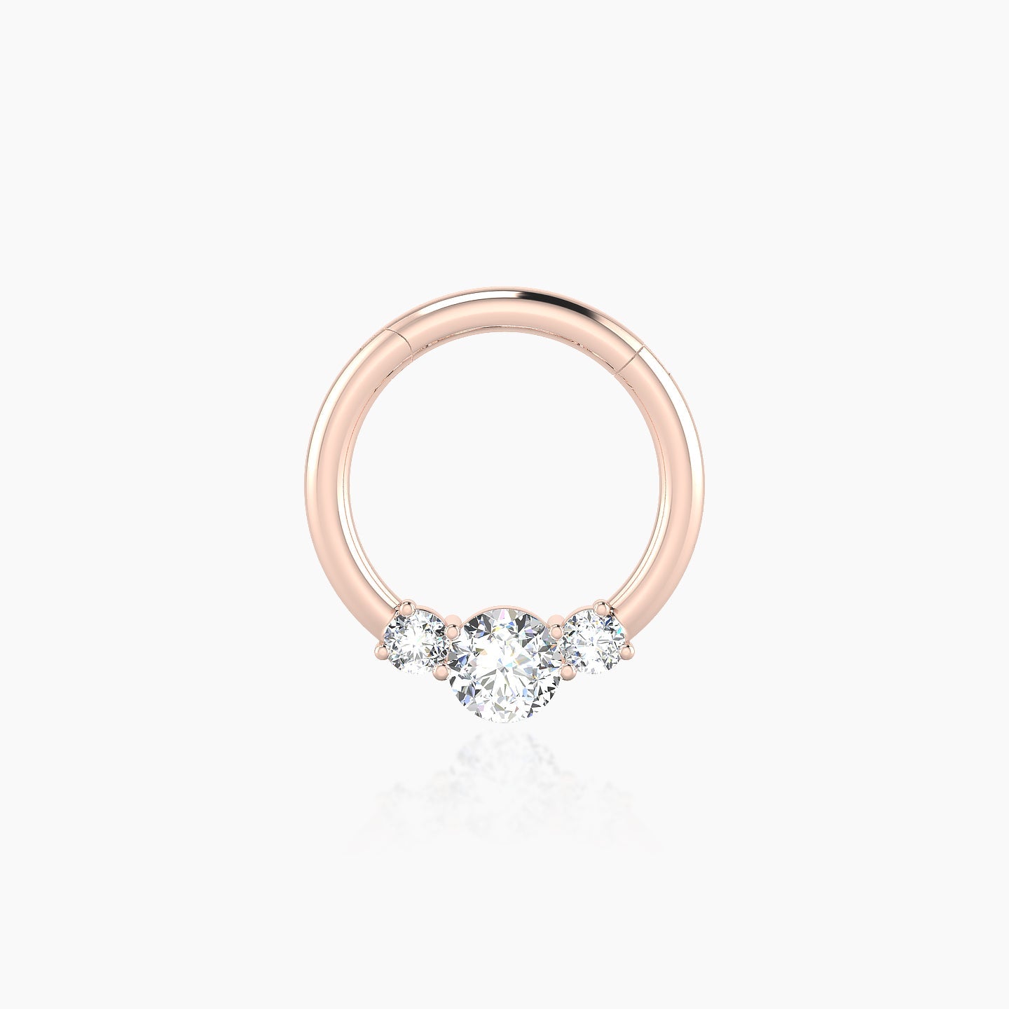 Grace | 18k Rose Gold 8 mm Trilogy Round Diamond Septum Piercing