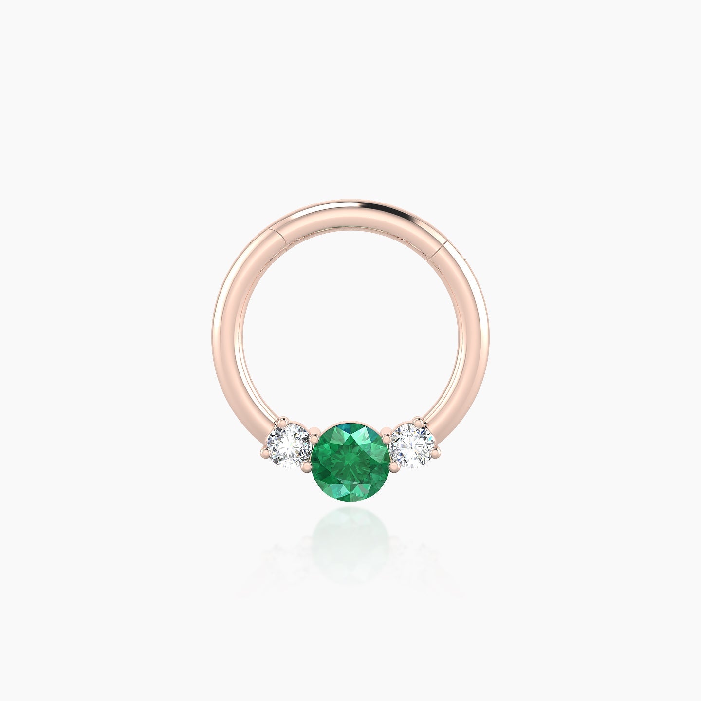 Grace | 18k Rose Gold 8 mm Trilogy Round Emerald & Diamond Septum Piercing