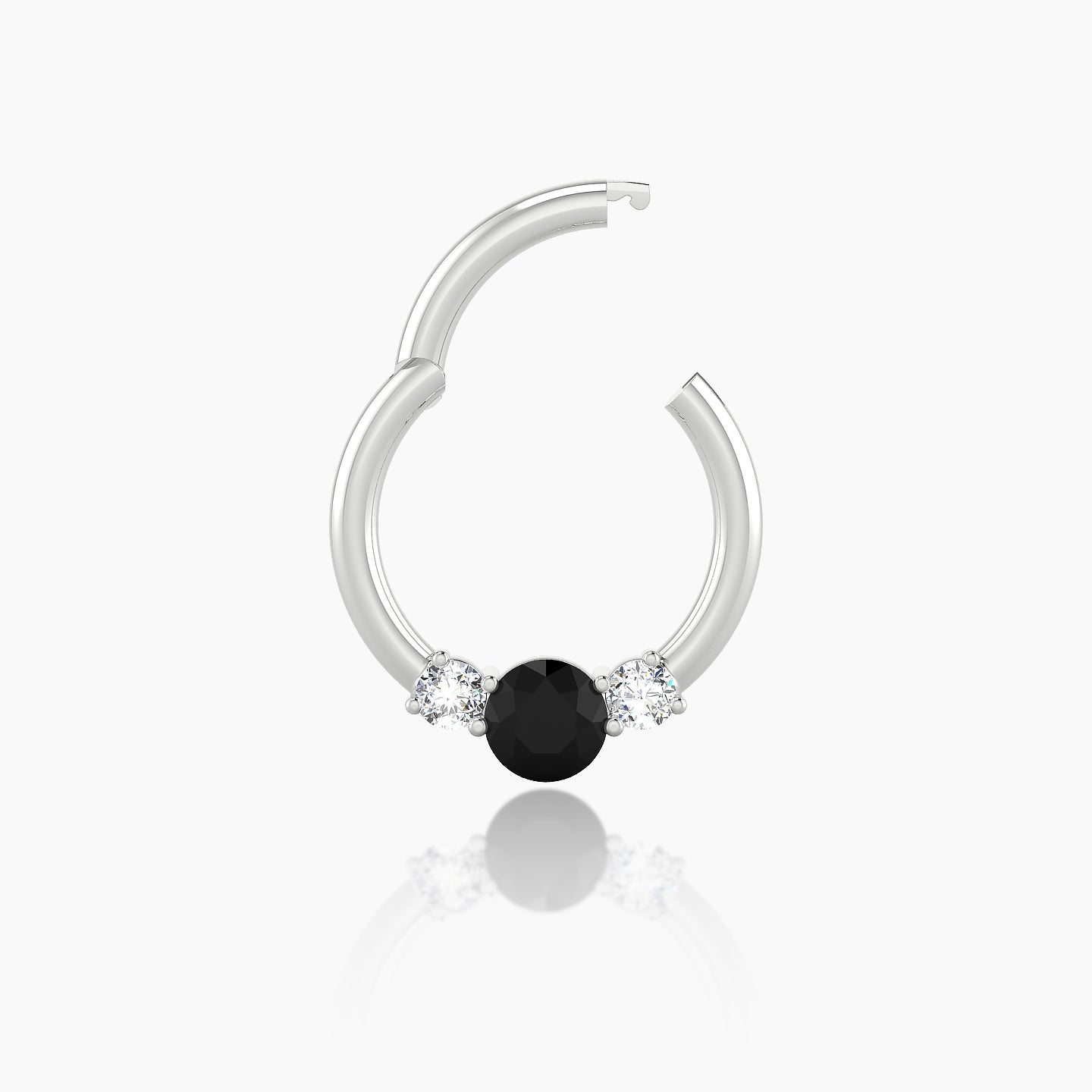 Grace | 18k White Gold 8 mm Trilogy Round Black Diamond & Diamond Septum Piercing