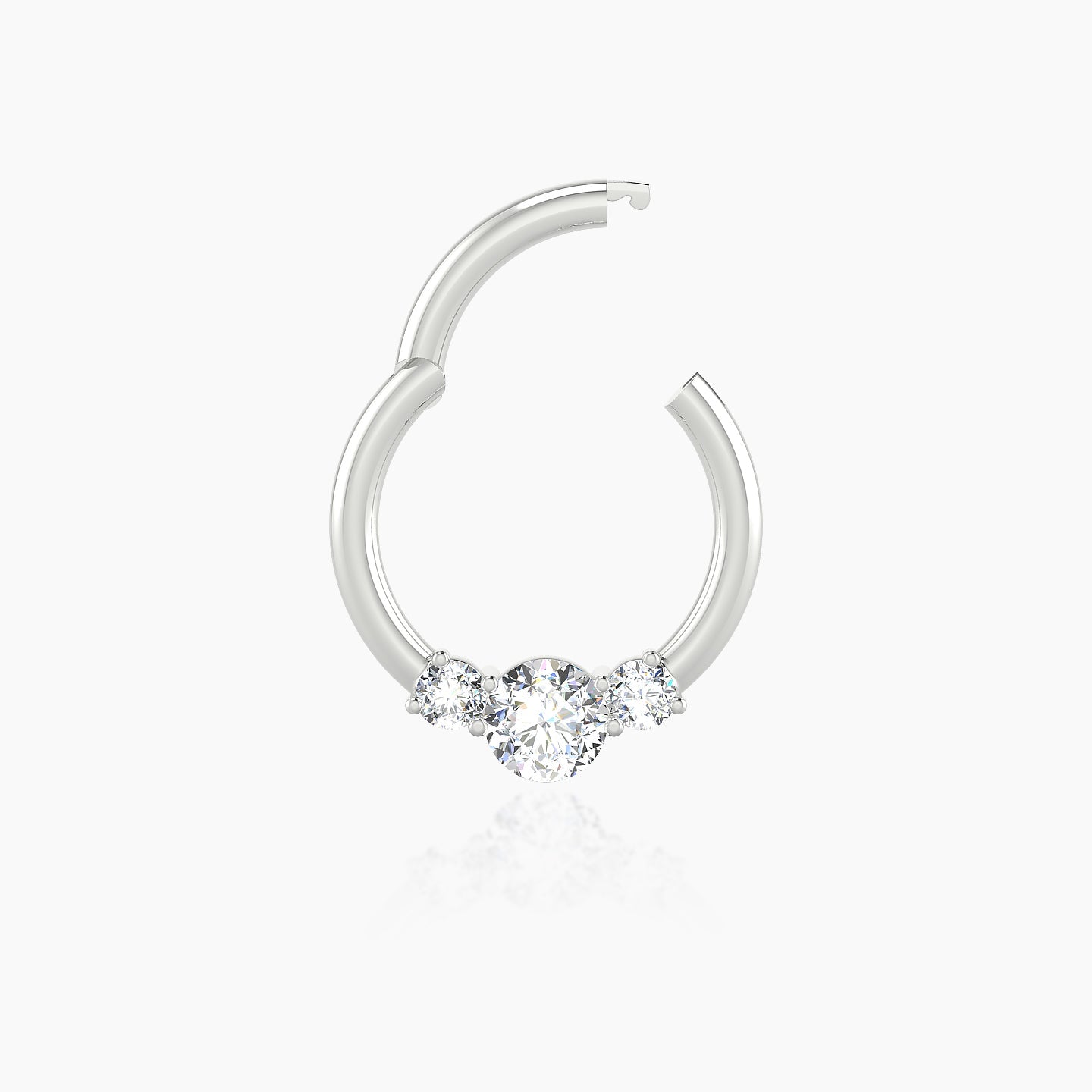 Grace | 18k White Gold 8 mm Trilogy Round Diamond Septum Piercing