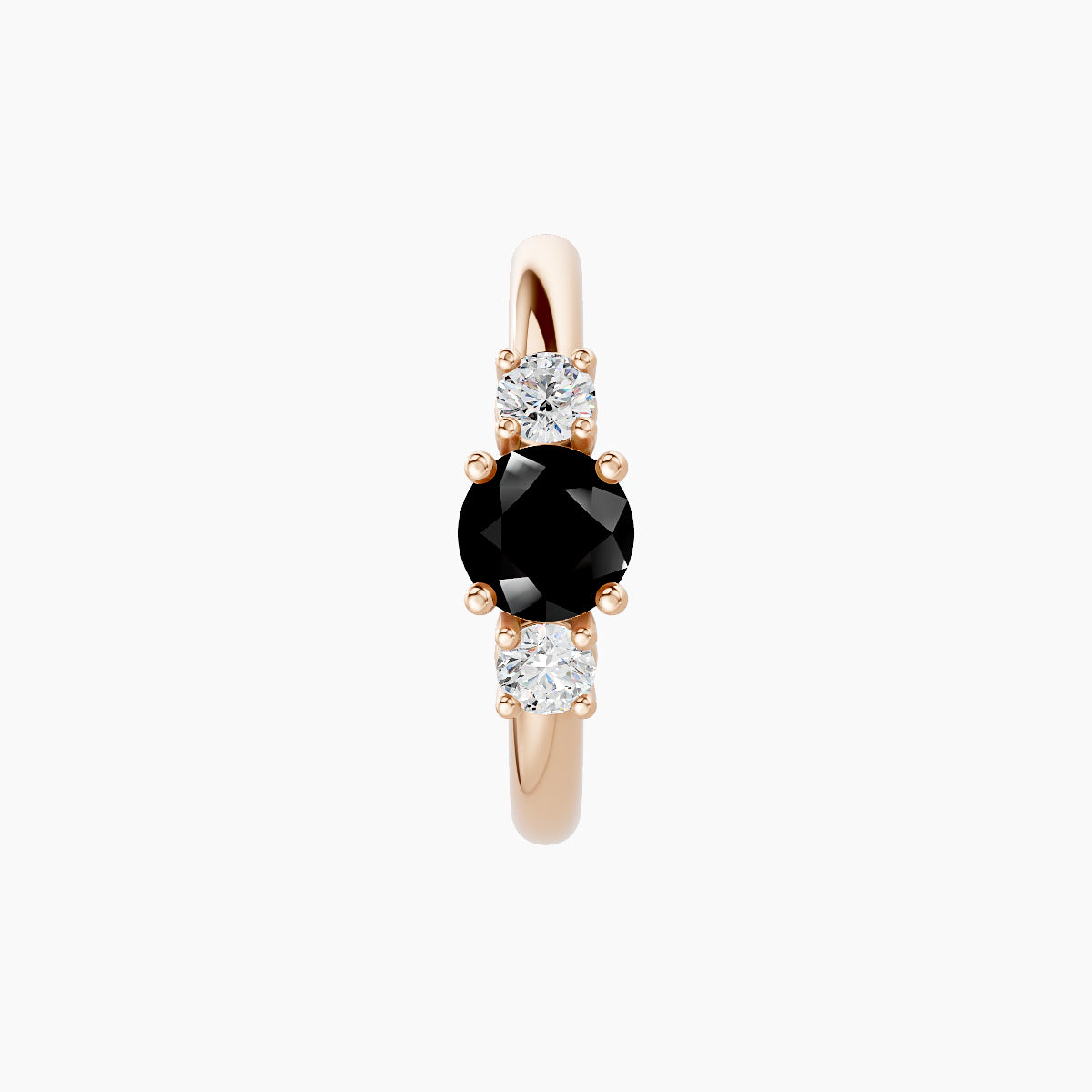 Grace | 18k Rose Gold 9.5 mm Trilogy Round Black Diamond & Diamond Hoop Piercing