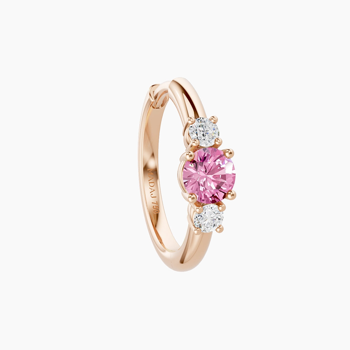 Grace | 18k Rose Gold 9.5 mm Trilogy Round Pink Sapphire & Diamond Hoop Piercing