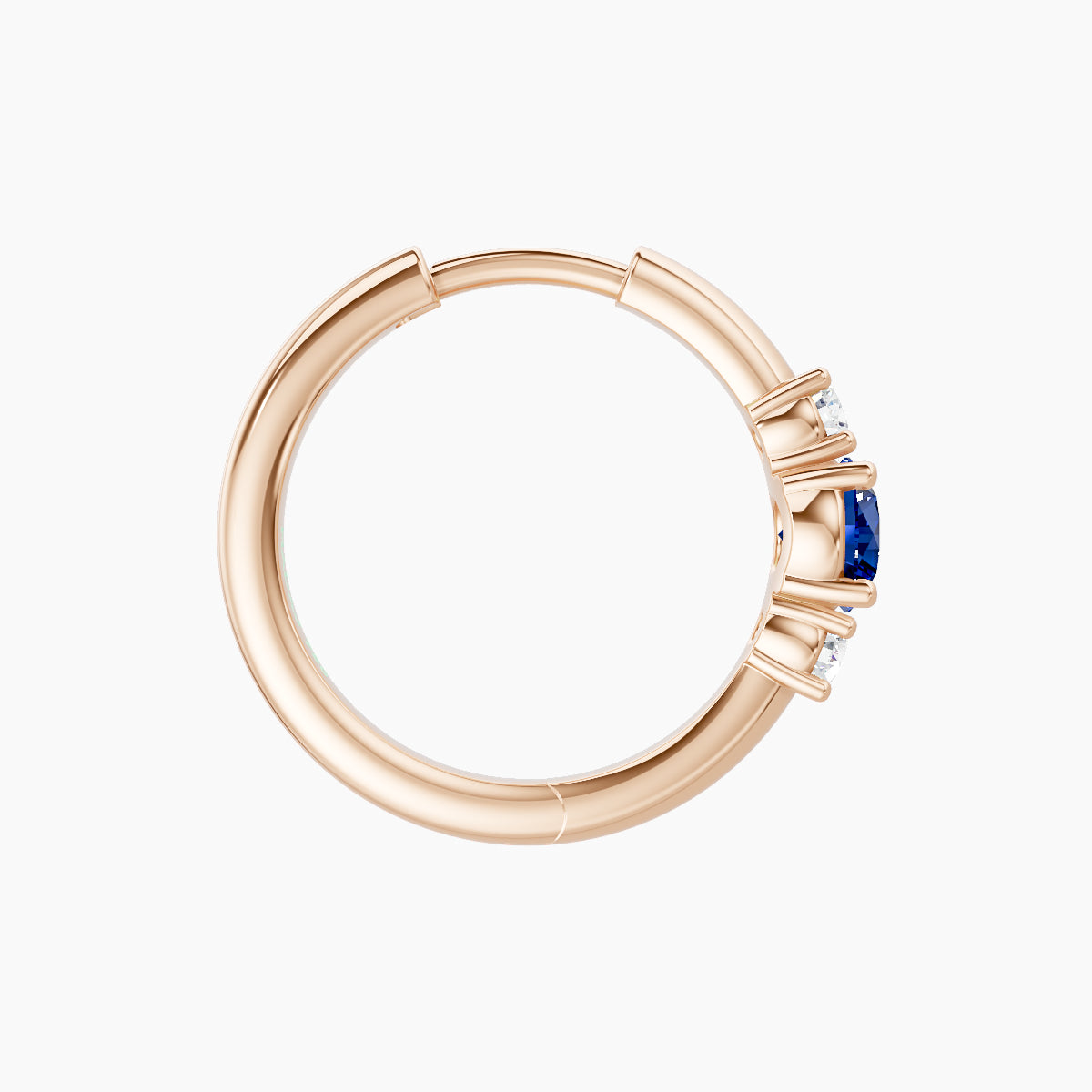 Grace | 18k Rose Gold 9.5 mm Trilogy Round Sapphire & Diamond Hoop Piercing