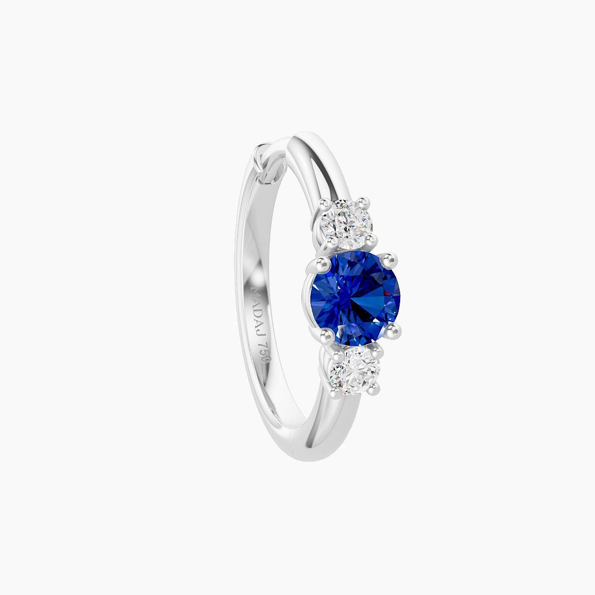 Grace | 18k White Gold 9.5 mm Trilogy Round Sapphire & Diamond Hoop Piercing