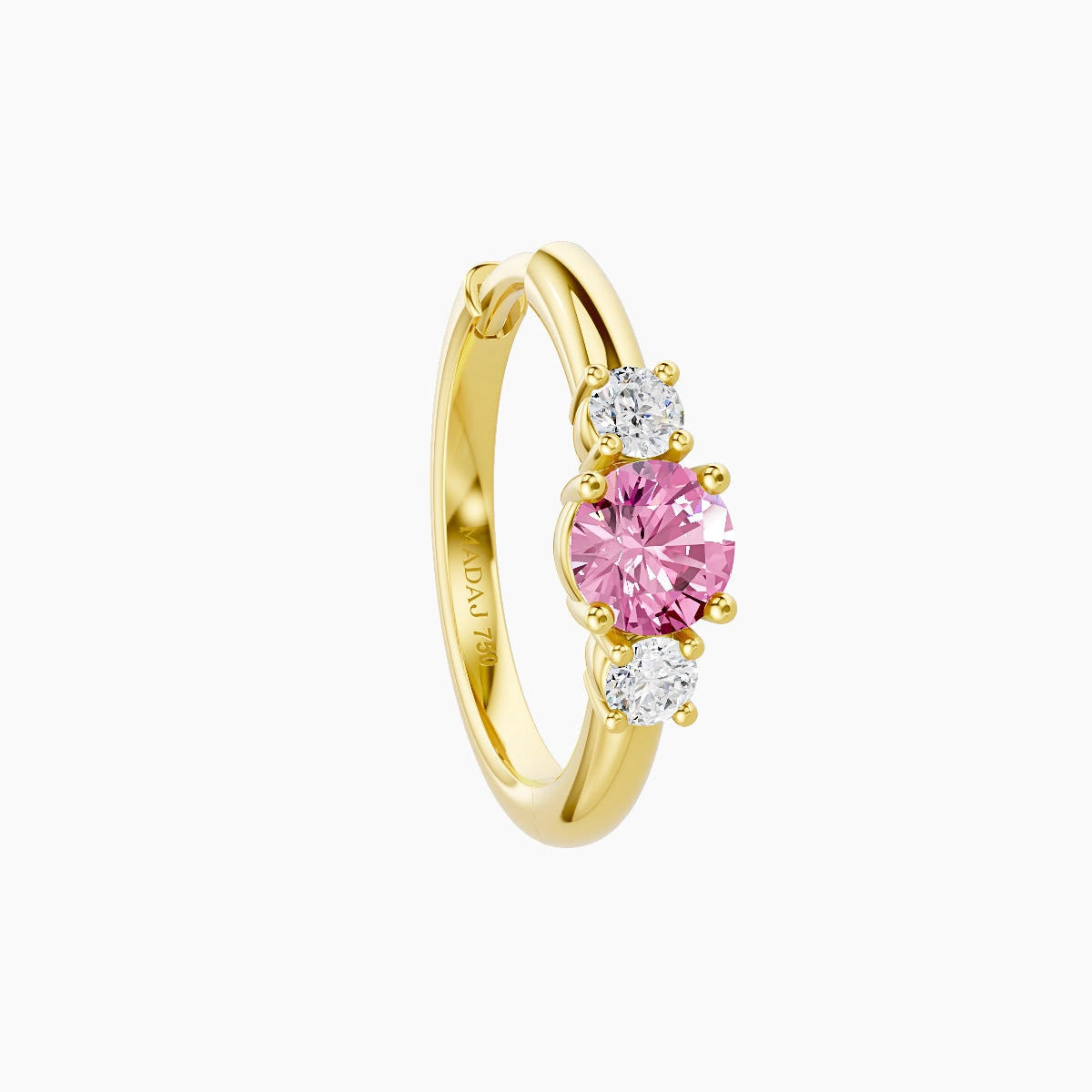 Grace | 18k Yellow Gold 9.5 mm Trilogy Round Pink Sapphire & Diamond Hoop Piercing