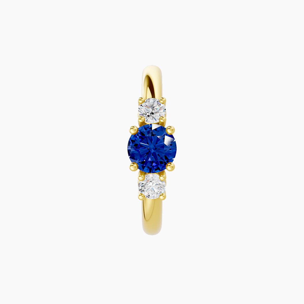 Grace | 18k Yellow Gold 9.5 mm Trilogy Round Sapphire & Diamond Hoop Piercing